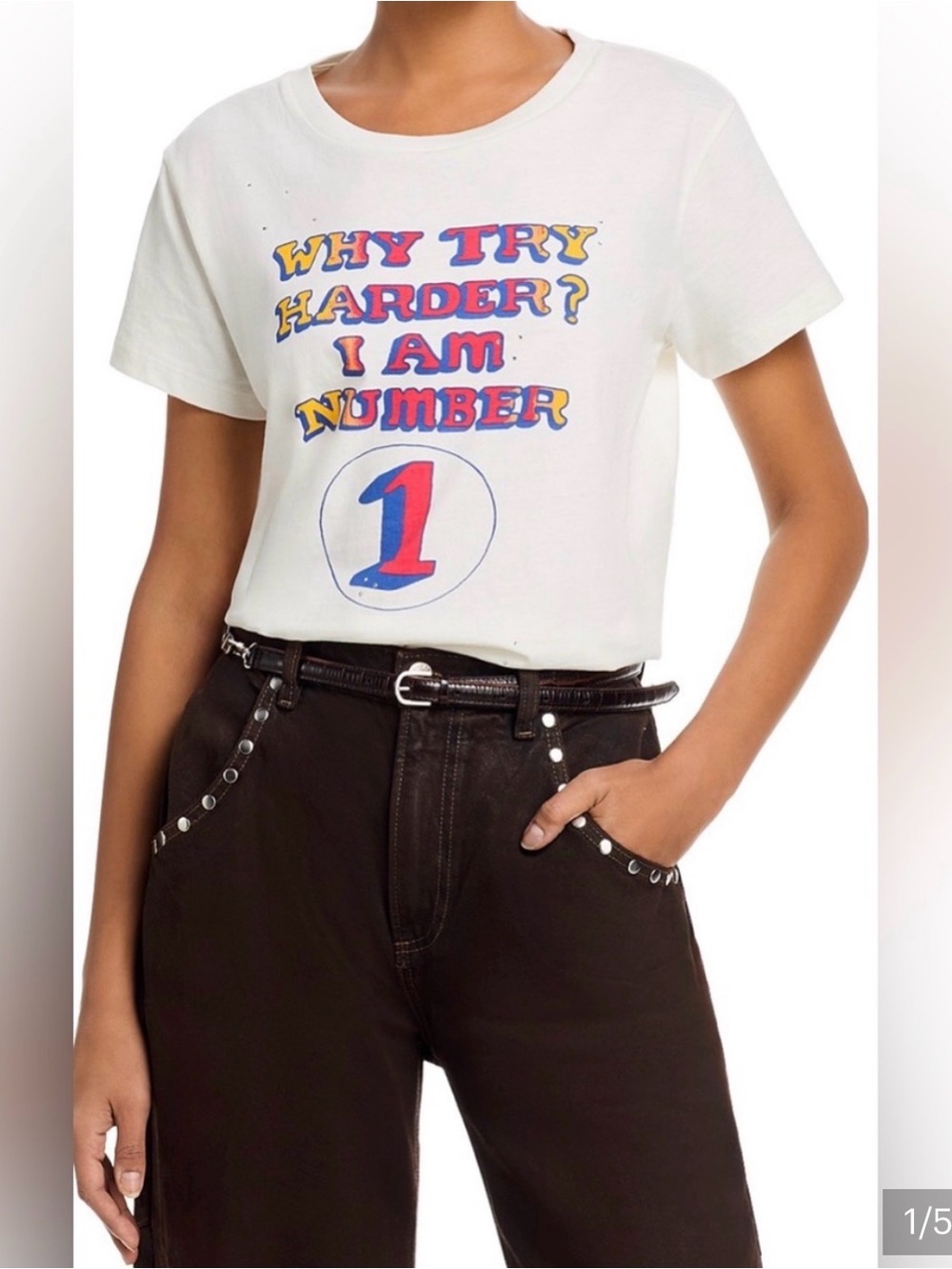 MOTHER White Graphic Short-Sleeve Tee with Multicolor Print